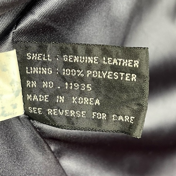 VINTAGE JACQUELINE FERRAR LEATHER NAVY BLUE OVERSIZED DROP SLEEVE 90S 80S JACKET - Picture 15 of 16